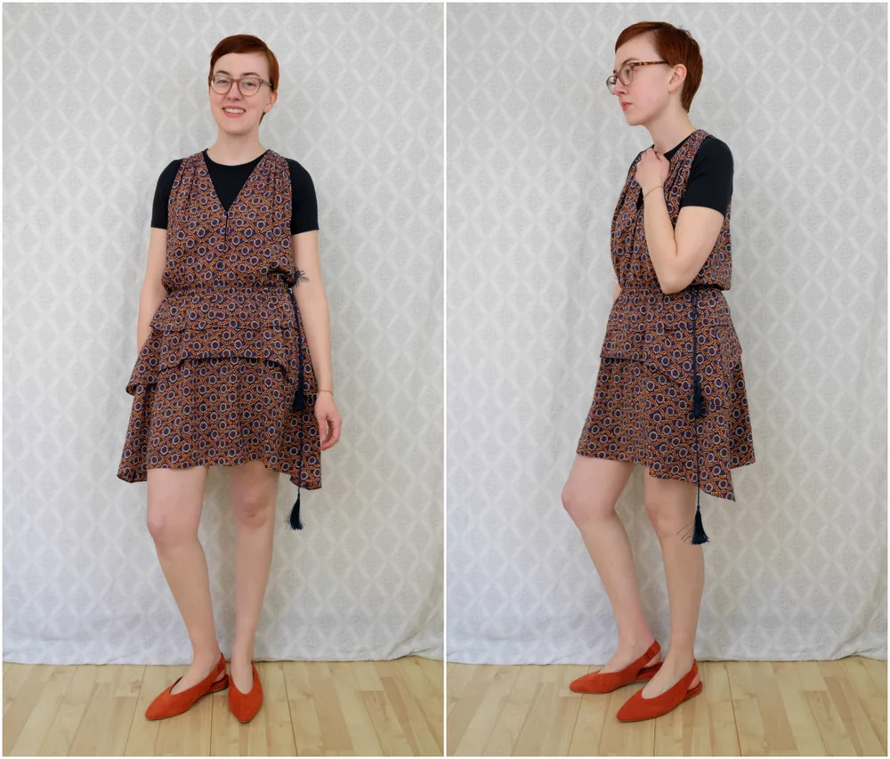 Leah wears a layered dress - Material World Subscription Review