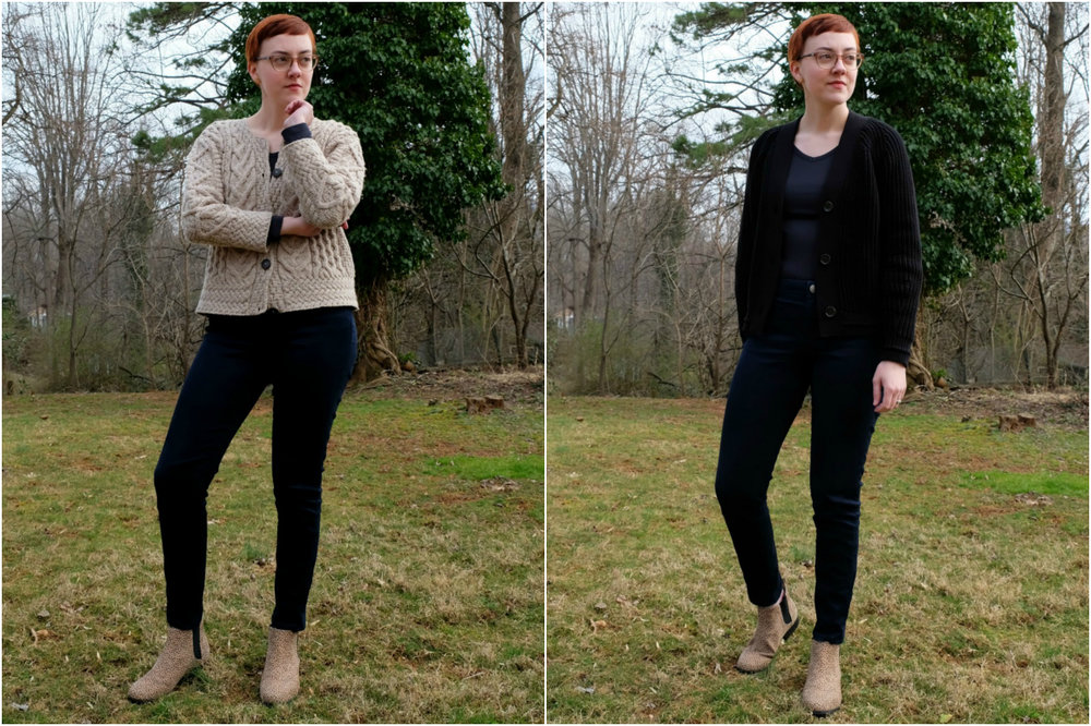everlane texture cotton cardigan review and vintage sweater stylewise-blog.com