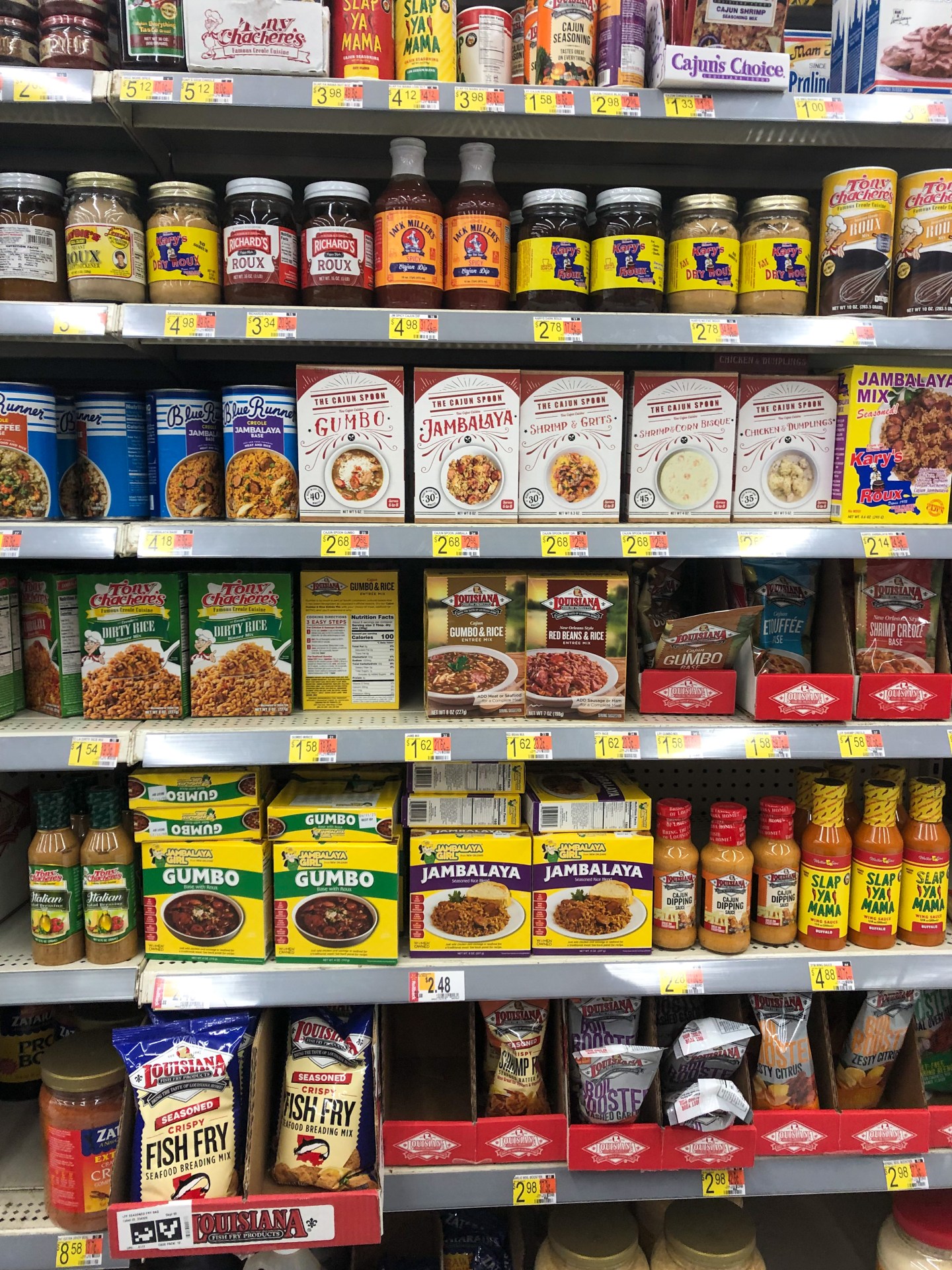 grocery aisle full of Louisiana foods - If You're Going Through Hell
